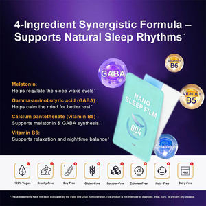 ฟิล์มนาโนช่วยผ่อนคลายจิตใจเพื่อการพักผ่อนที่ดีขึ้น แผ่นอมละลายเร็วสำหรับช่วยการนอนหลับ ผสม GABA และเมลาโทนิน (OEM/ODM) - Product Image 5