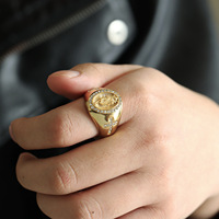 Hip Hop 18K Or PVD Placage En Acier Inoxydable Grand Anneau Cubique Zircone Punk Étanche Vierge Marie Anneaux Mâle Hommes