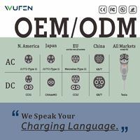 Adaptor Wufen GB/T ke Tipe 1 & Tipe 2 32A 7KW 250V AC Konektor Pengisian Daya untuk Kendaraan Listrik