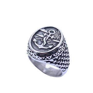 Anchor <b>Ring</b> <b>For</b> <b>Men</b> Stainless Steel Retro <b>Silver</b> Round Design Gift Jewelry 216014 - Product Image 5