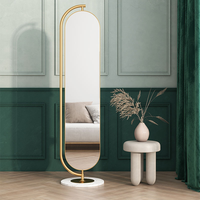 Miroir sur pied rotatif à 360 degrés avec étagères de rangement, miroir ovale de luxe avec cadre en métal pour la décoration de la pièce