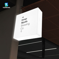 Boîtes lumineuses publicitaires LED personnalisées, boîte en acrylique carrée pour café, éclairage extérieur, signalisation lumineuse, enseigne en acier inoxydable pour barbier