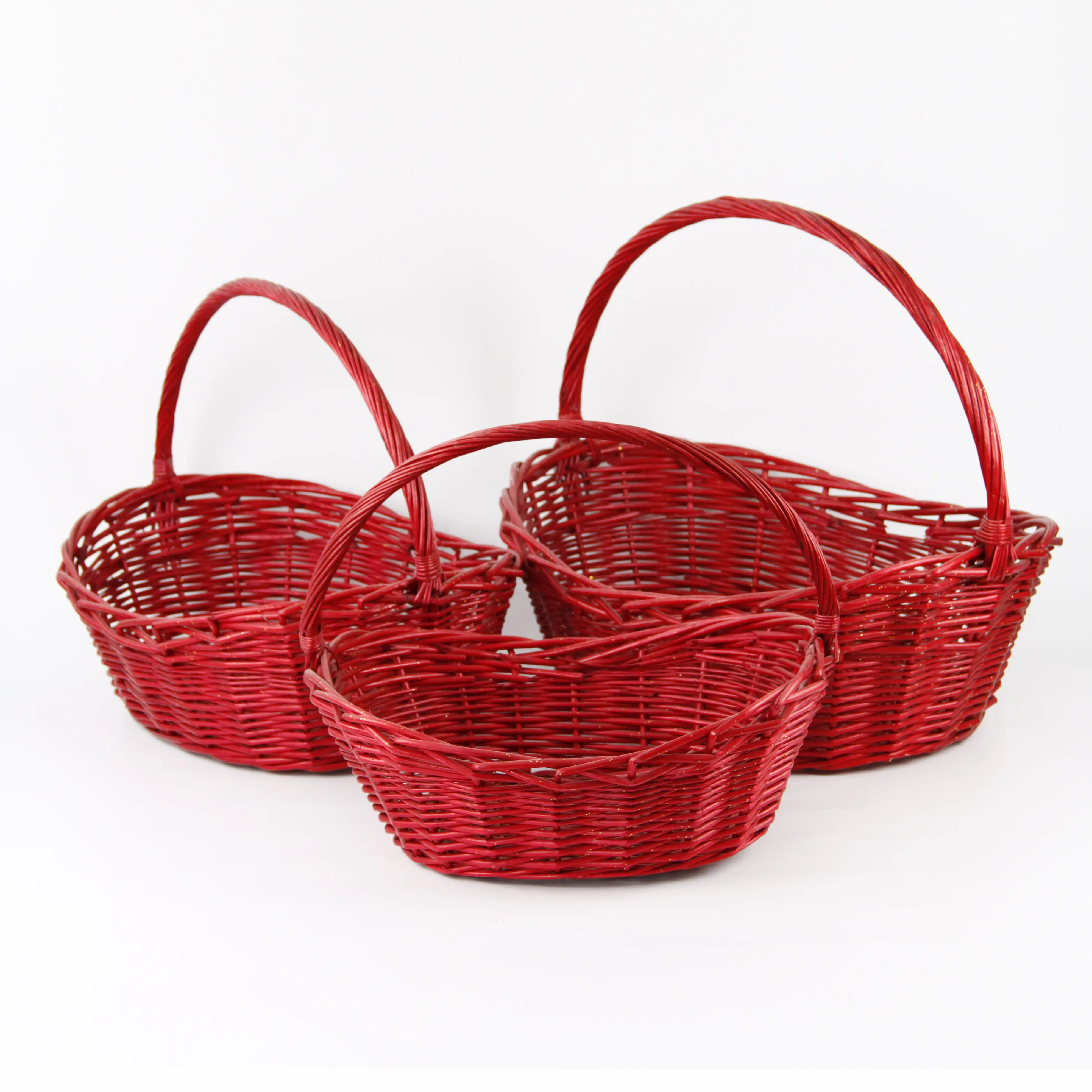 Kingwillow High Quality Custom Big Red Willow Wicker Storage Baskets with handles