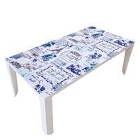 Nappe de table en plastique RNPT, PVC imprimé feuilles vertes, rectangulaire, élégante, décorative, pour restaurant, hôtel, salle à manger