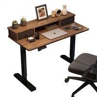 Bureau électrique réglable en hauteur à moteur unique, intelligent, pour jeux informatiques et télétravail, avec cadre de levage et étagère métallique