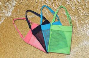 กระเป๋าตาข่ายชายหาดสีสันสดใส สายปรับได้ ขายส่ง กระเป๋าตาข่ายผ้าฝ้ายสำหรับเก็บเปลือกหอย - Product Image 6