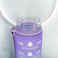 32oz Silikon Pipetli ve Zaman Göstergeli Taşınabilir Yeniden Kullanılabilir Su Şişesi, Açık Hava Seyahatleri için Taşıma Askılı