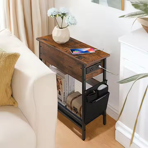 Mesita de noche de espacios pequeños con tapa abatible de madera moderna OEM con estación de carga para dormitorio y sala de estar - Product Image 1