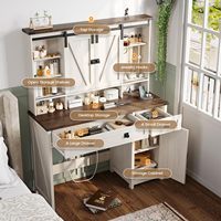 SENYU Coiffeuse design rustique en panneaux de bois avec éclairage LED, tiroirs et miroir, pour appartement et chambre, avec fonction de charge S