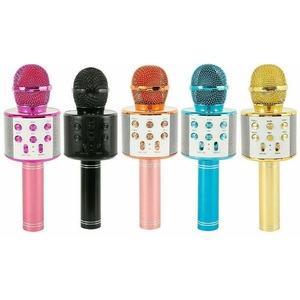 Bluetooth Karaoke <b>Microphone</b> <b>With</b> <b>Speaker</b> Gold Color For Singing Party Use - Product Image 2