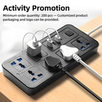 Multiprise de haute qualité 6 prises + 3 USB + 1 Type-C, rallonge électrique 3m, multiprise USB noire