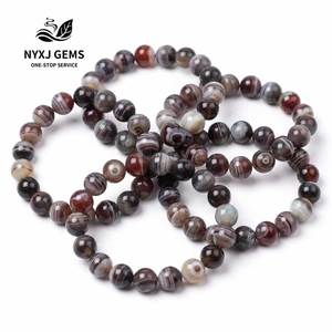 Pulsera de Ágata Natural del Golfo Pérsico con Cuentas de 6, 8 y 10 mm, Joyería de Piedra Bandaada, Cristal Curativo, Personalizable OEM, Unisex - Product Image 1