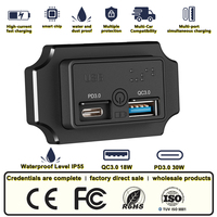 Interruptor táctil de montaje empotrado personalizado de 48W para moto, botón de encendido/apagado, puerto USB dual tipo A y USB C, toma de corriente para coche de 12V/24V