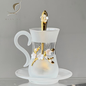 Nuovo Arrivo 2026: Set di Tazze da Tè Turche QIAN HU di Lusso Leggero con Bordo Dorato, Tazze in Vetro per Espresso e Caffè per 6 Persone - Product Image 6