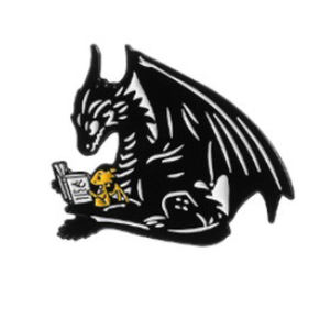 Pin de metal 3D con esmalte de níquel negro, inspirado en la novela de fantasía Fourth Wing, para amantes de la <span class=keywords><strong>literatura</strong></span>, con dragones lindos/románticos impresos en letterpress - Product Image 1