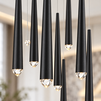 Lustre suspendu en cristal métallique artistique personnalisé, LED, garantie de 2 ans, pour salon, prix d'usine en gros