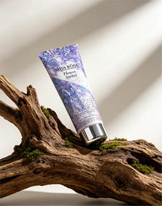 Tubo Squeeze Personalizzato per Lozione Corpo con Stampa a Colori, Motivo Iridescente Viola, Tubo ABL con Tappo a Vite Argento Lucido per Prodotti Skincare - Product Image 1