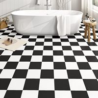 ORON DECO PVC Papier peint 3D Carreaux de sol Revêtement de sol en plastique Autocollants adhésifs Sol en vinyle noir et blanc Décoration intérieure Luxe