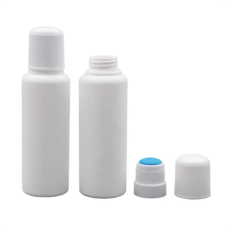 100ml HDPE White Plastic Sponge Applicator Bottle With Simple Cap For Filling Ache Liquid And Muscular Soreness Relieving Liquid