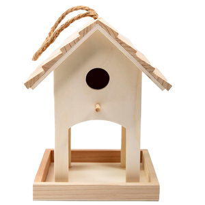 Maison d'oiseau en bois massif moderne faite à la main mangeoire pour oiseaux sauvages naturels pour la décoration de jardin bricolage Hamster pliable durable en plein air - Product Image 3