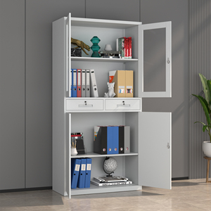 Aktenschränke mit Glastüren, zwei Schubladen, abschließbaren Stahltüren und verstellbaren Einlegeböden für die Büroaufbewahrung - Product Image 3