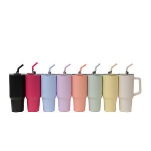 Stainless Steel Tumbler 1200ML With Straw Handle Travel <b>Mug</b> <b>Insulated</b> Thermos Cup Solid Color Lightweight Drinkware - Product Image 5