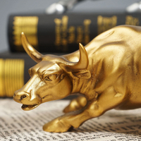 Patung Resin Banteng Modern yang Dapat Dikustomisasi, Figur Sapi Wall Street, Ornamen Kerbau Tembaga untuk Dekorasi Ruang Tamu, Ruang Belajar, dan Kantor