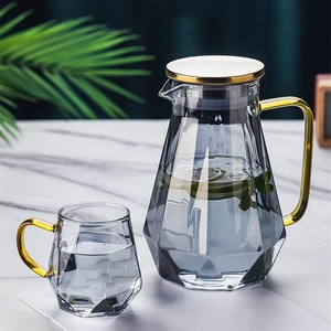 Glass Cold Water <strong>Pitcher</strong> Creative Diamond Shaped Juice <strong>Drink</strong> <strong>Pitcher</strong> with Lid and Colorful Glass Cold Boiled Water <strong>Pitcher</strong> - Product Image 2