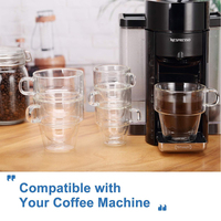 Ensemble de tasses à expresso et latte 150ml et 380ml en verre borosilicate à double paroi avec poignée isolée empilable 4 pièces par boîte