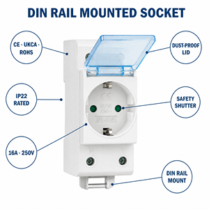 Marca IGERCN, IG-303SR, <span class=keywords><strong>Enchufe</strong></span> de Pared Modular Industrial para Riel <span class=keywords><strong>DIN</strong></span>, <span class=keywords><strong>Enchufe</strong></span> Europeo, IP22, 250V, 16A, 1 Salida, Material de PC - Product Image 2