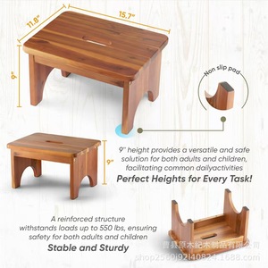 Wooden Footstool Solid Wood Portable Kitchen <b>Bathroom</b> <b>Stool</b> For Kids Potty Training And Self Care - Product Image 5