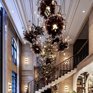 Lobby de Hotel Simple, candelabro de flores de cristal moderno, lámpara colgante, Villa, Loft, escalera, candelabro - Product Image 3