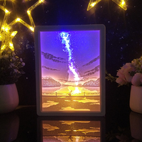 Lampe de nuit LED en acrylique, illusion 3D en papier découpé, lampe RGB 16 couleurs, télécommande tactile, USB, lumière de bureau à intensité variable