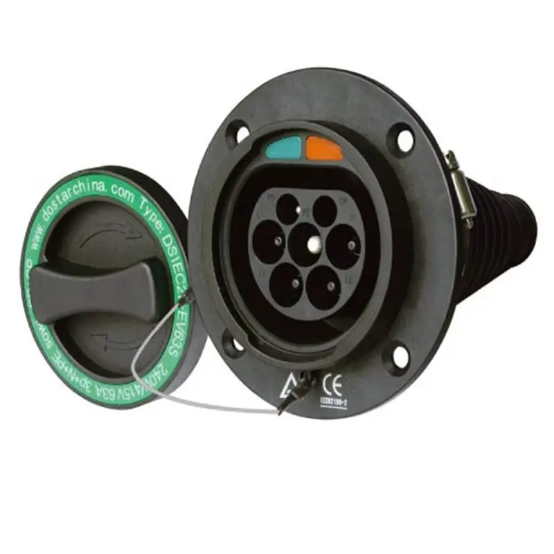 IEC 62196-2 Type 2 Female EV socket Shutter car side inlet socket
