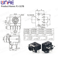 Conector de Audio PJ317 de 3.5 mm, Clavija de 5 Pines, Conector Hembra para Auriculares de un Solo Núcleo