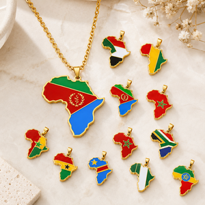 Collier pendentif tendance en forme de carte d'Afrique chrétienne, en acier inoxydable plaqué or 18 carats, bijoux du Ghana, du Nigéria et du Congo, idéal pour les cadeaux. - Product Image 4