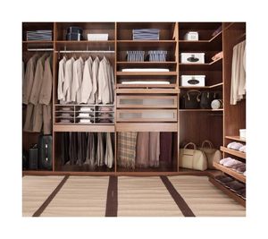 Armoire murale de chambre à coucher en bois de noyer noir de style rétro minimaliste avec grande capacité - Product Image 1