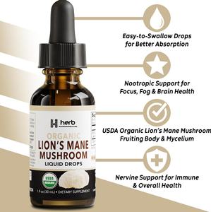 OEM ODM Marque privée Lions Crinière Champignon Gouttes 2 Gouttes Quotidien 50ml Supplément Adulte Boost Cerveau Clarté Mémoire Focus Cognitif - Product Image 2