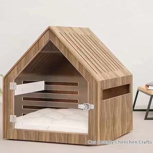 עץ מלא יוקרה כלוב לחיות מחמד כלוב גדול חתול וציפור קן מאוורר ונשימה לכל ארבע העונות בתי חתול נייטרלי - Product Image 1