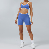 Ensemble de sport sans couture CIYING pour femme : Soutien-gorge de sport dos nu et short legging froncé, séchage rapide, idéal pour la course et le yoga