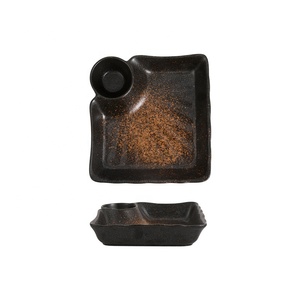 Bandeja Compartimentada para Comidas Caseras ESTICK, Apta para Microondas, de Porcelana, Cuadrada, Color Negro y Blanco, 16 x 16.9 cm, Uso Comercial - Product Image 5