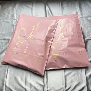Wholesale Custom Printed Light Blue Poly Mailers Gold Logo Plastic Shipping Bags Self Adhesive <b>Waterproof</b> Apparel Packing - Product Image 6