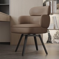 Chaise de salle à manger pivotante en cuir de style italien avec structure en acier - Design de luxe léger pour la maison et la restauration