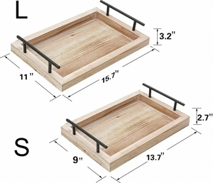 Bộ 2 mộc mạc gỗ ăn sáng khay với xử lý thủ công phục vụ Khay cho bữa tiệc tối Cà Phê Trà cho bàn & phòng khách - Product Image 6