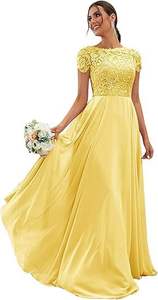 جودة عالية أنيقة الدانتيل الشيفون خادمة الشرف طويلة مقاس كبير مخصص ورد أحمر فساتين وصيفة العروس - Product Image 6