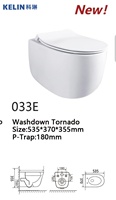 Nouveau design style européen zéro jante tornade chasse d'eau oeuf forme blanche céramique mur suspendu toilette siège fermé en douceur Wc