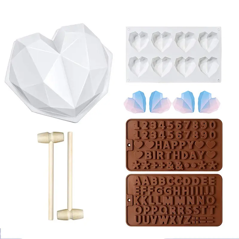 Hot Selling 6 Pcs Home Use Silicone Heart Shaped Mousse Mold Cake Sets