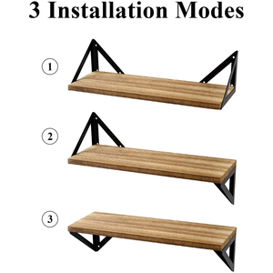 Steel <strong>Shelf</strong> Support for Wall Mounted Rustic <strong>Wood</strong> <strong>Floating</strong> <strong>Shelves</strong> for Bedroom Living Room Kitchen with Stylish Hanging Bracket - Product Image 5