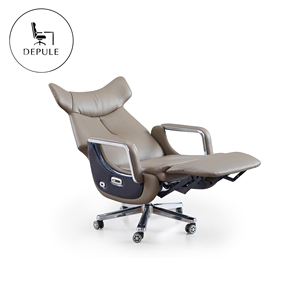 Chaise de bureau exécutive en cuir véritable, ergonomique et intelligente, avec chargeur USB et support lombaire - Product Image 1