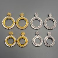 Pendentifs DIY en laiton électroplaqué, sertissage double face, bordure en strass, style chic européen-américain, luxe léger